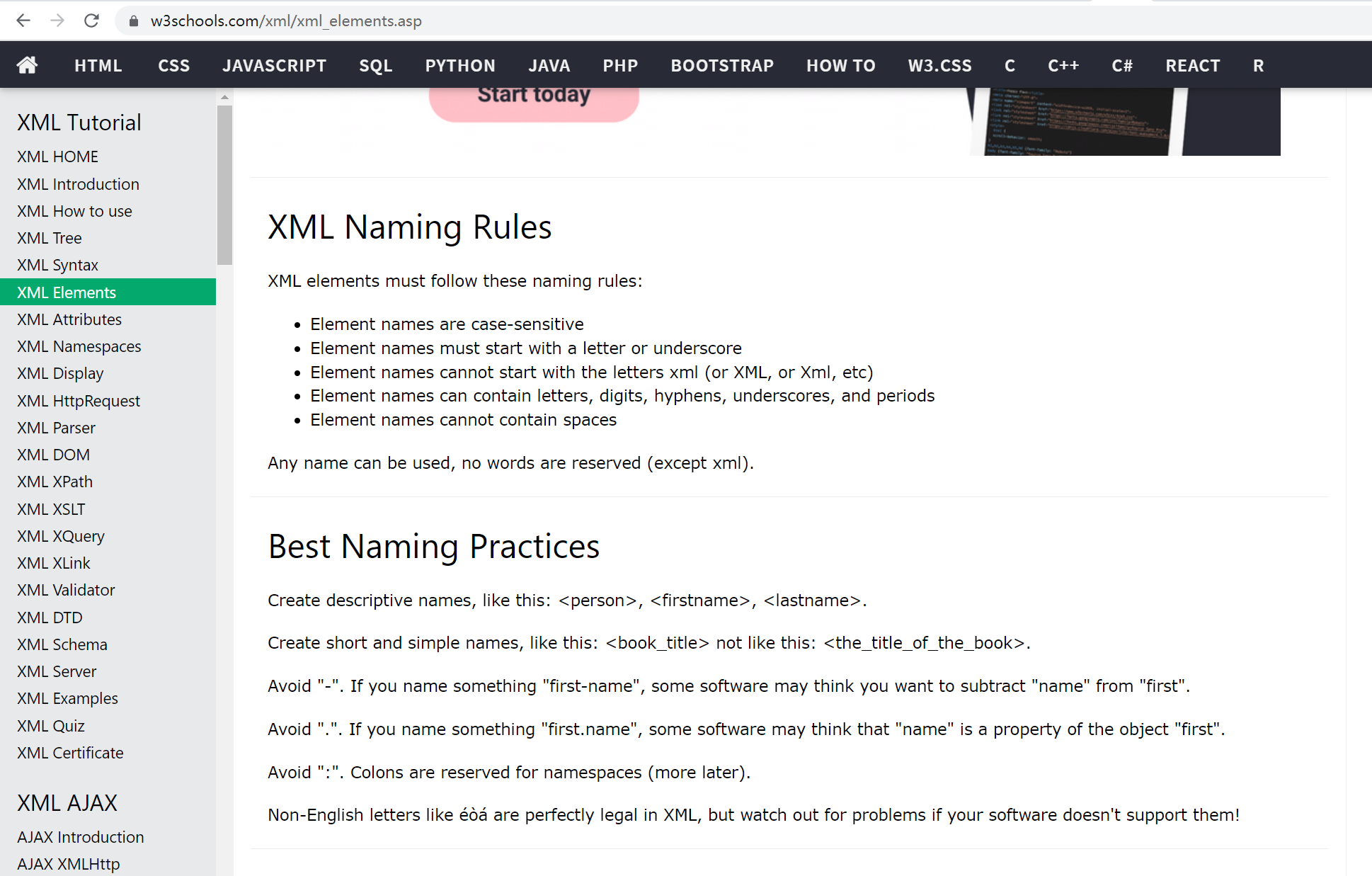 XML Naming Rules